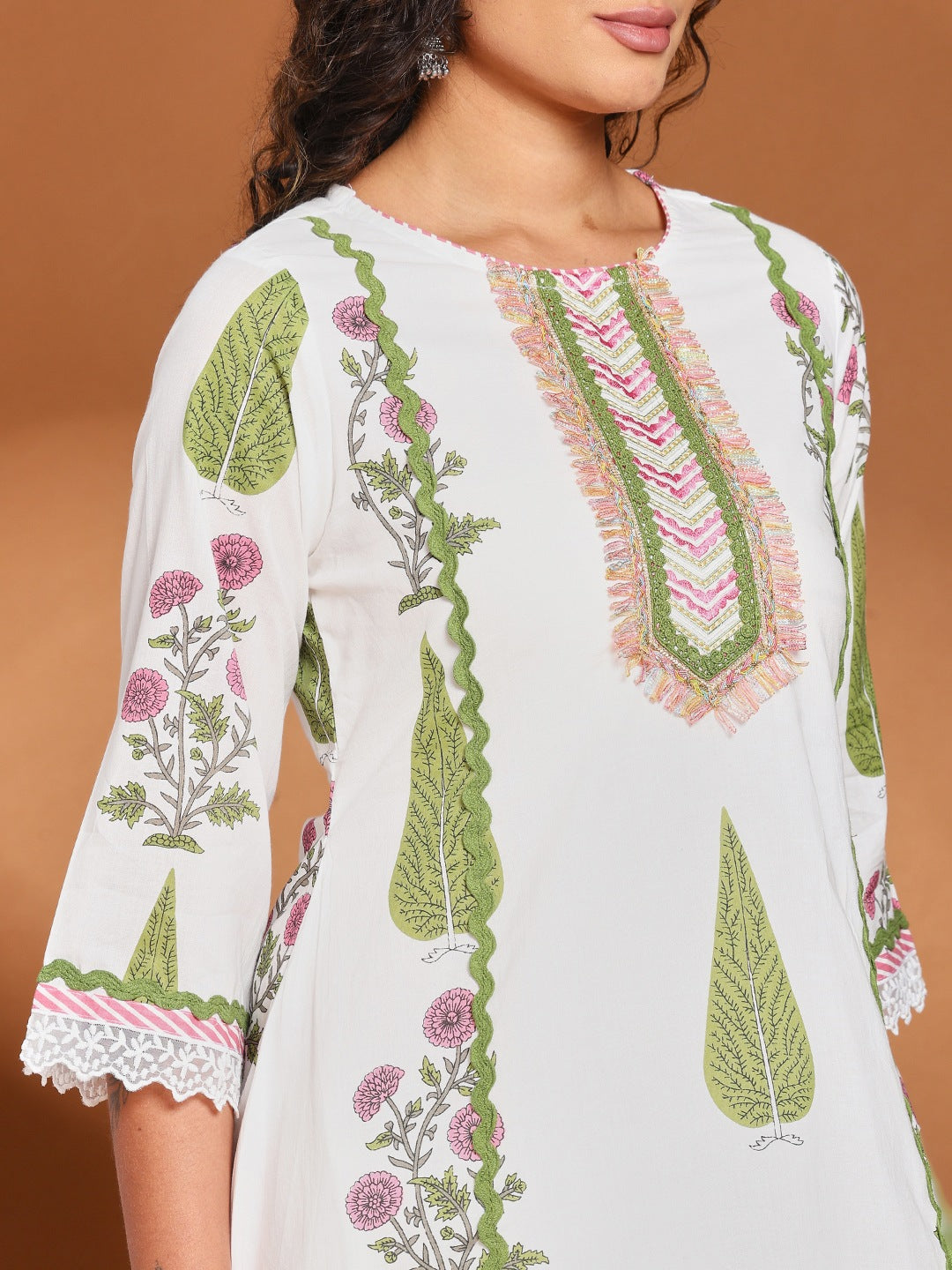 Printed Cotton Blend Kurta With Pant &amp; Dupatta