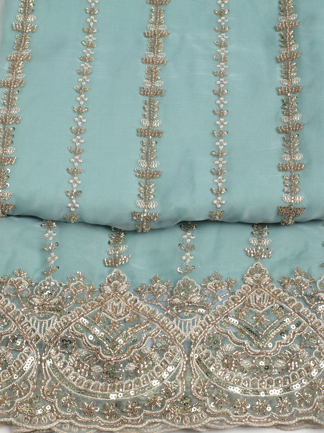 Embelished Organza Unstitched Suit With Dupatta