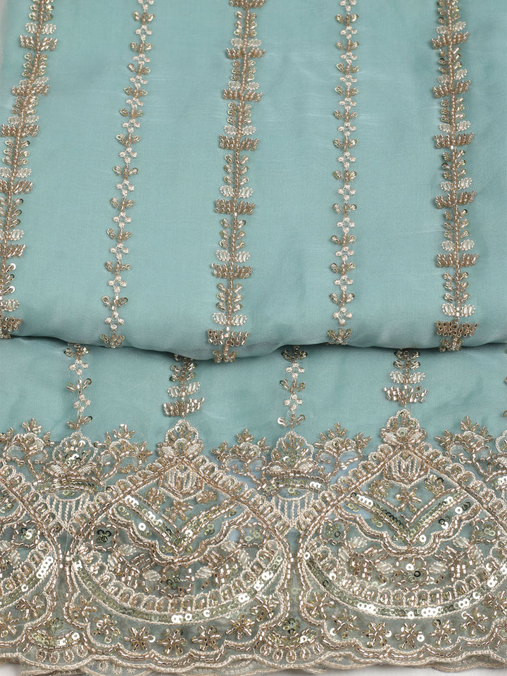 Embelished Organza Unstitched Suit With Dupatta