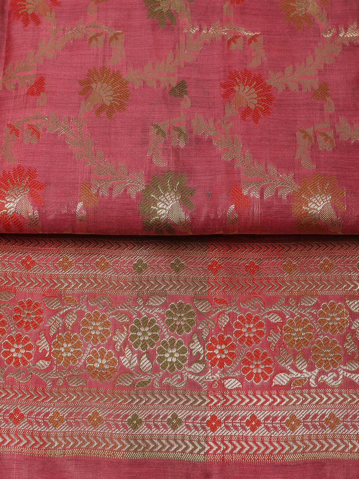 Woven Design Chanderi Unstitched Suit With Pant &amp; Dupatta