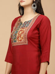 Printed Chanderi Kurta With Pants & Dupatta