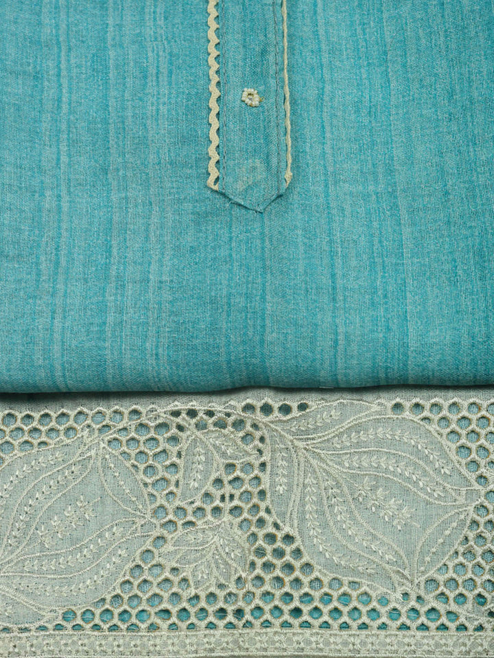 Embroidered Linen Blend Unstitched Suit With Pant &amp; Dupatta