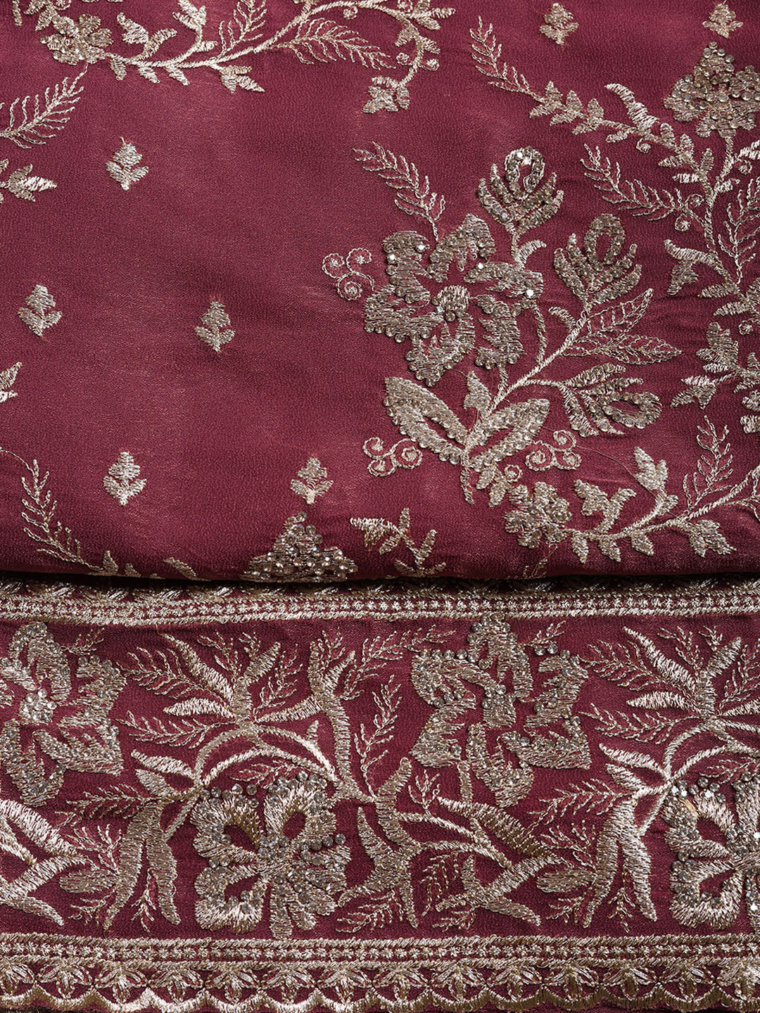 Embroidered Tissue Unstitched Suit With Pant &amp; Dupatta
