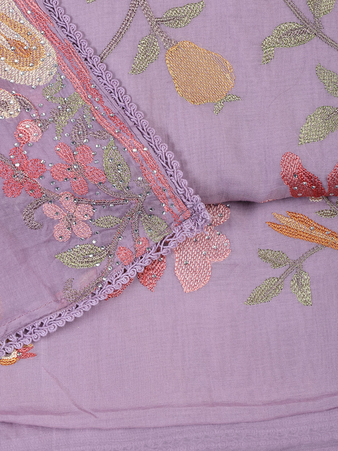 Embroidered Cotton Blend Unstitched Suit With Dupatta