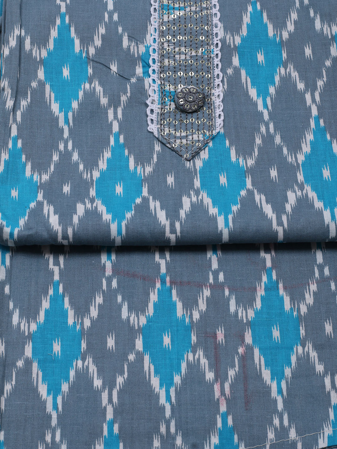 Printed Cotton Blend Unstitched Suit With Dupatta