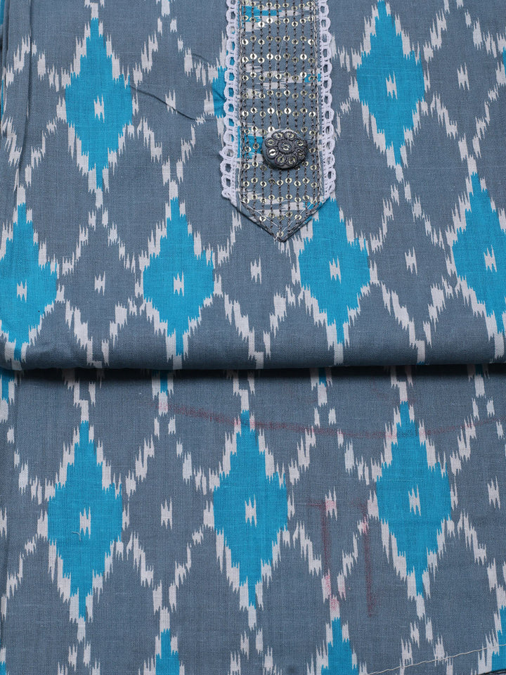 Printed Cotton Blend Unstitched Suit With Dupatta