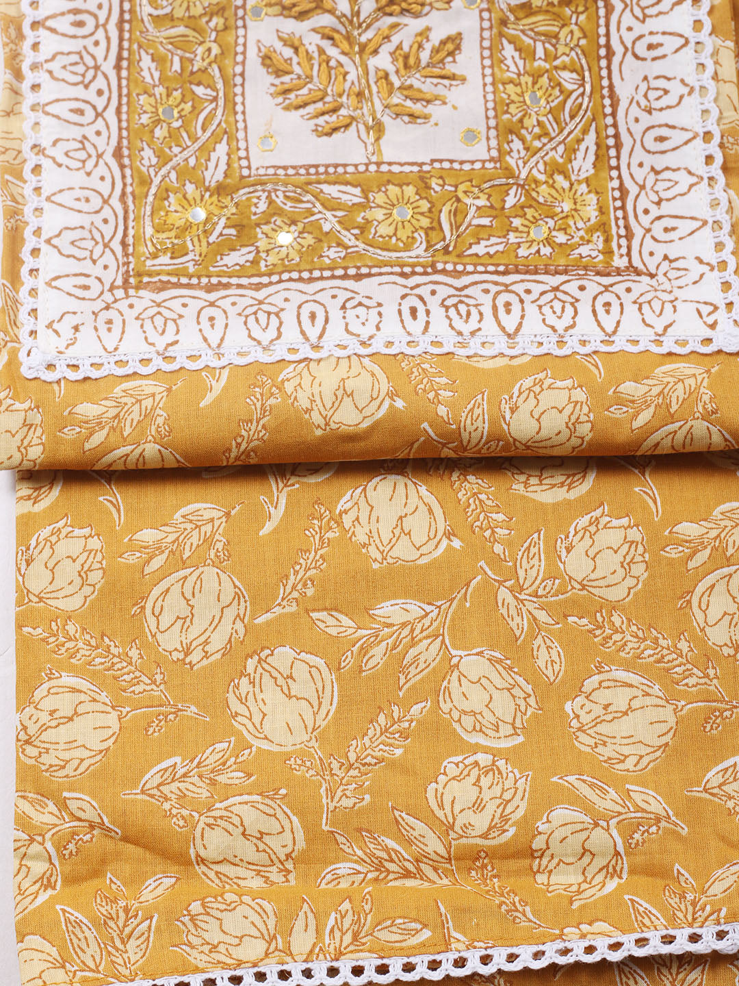 Embroidered Cotton Blend Unstitched Suit With Pant &amp; Dupatta