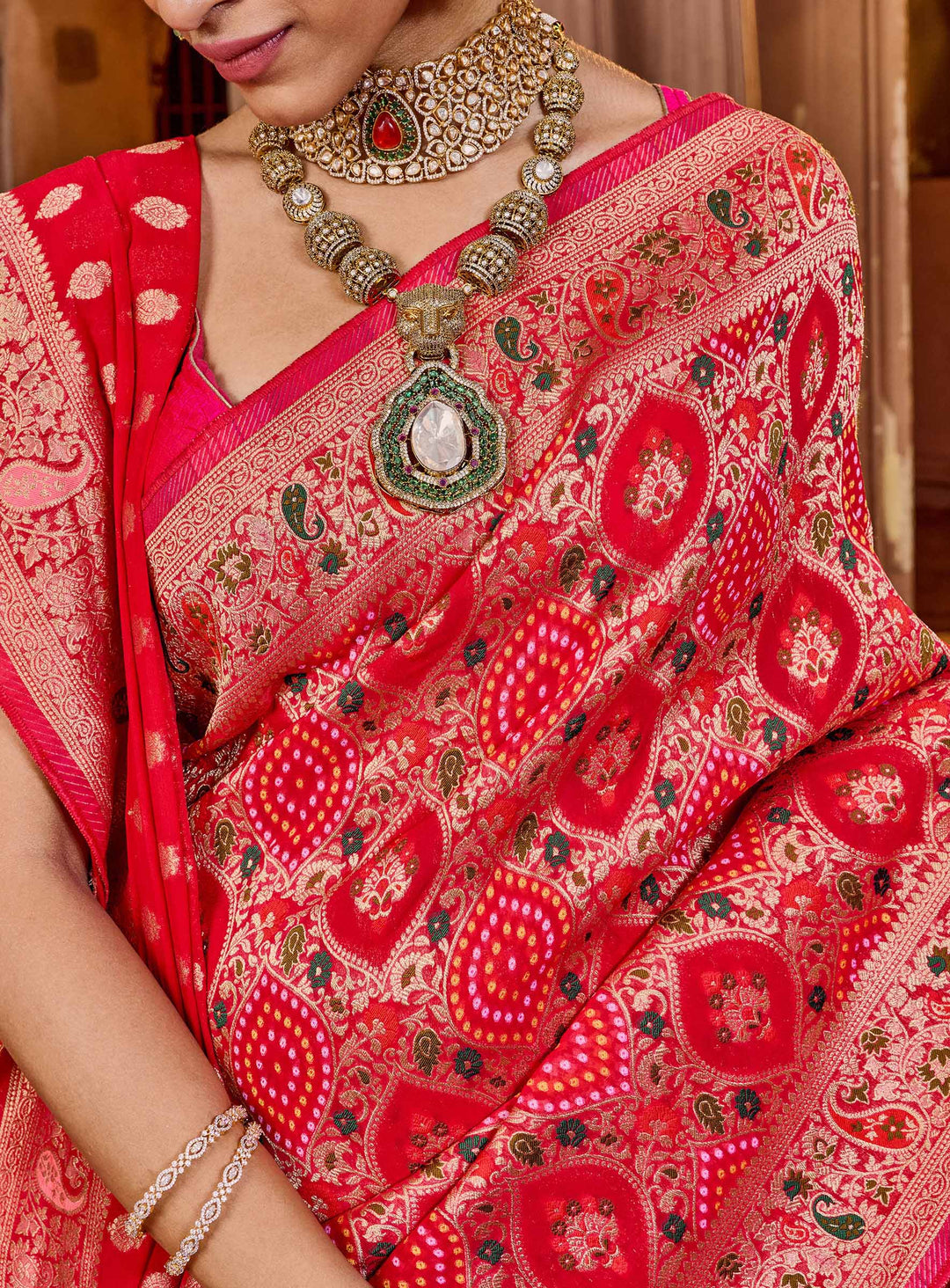 Rani Georgette Plain Saree