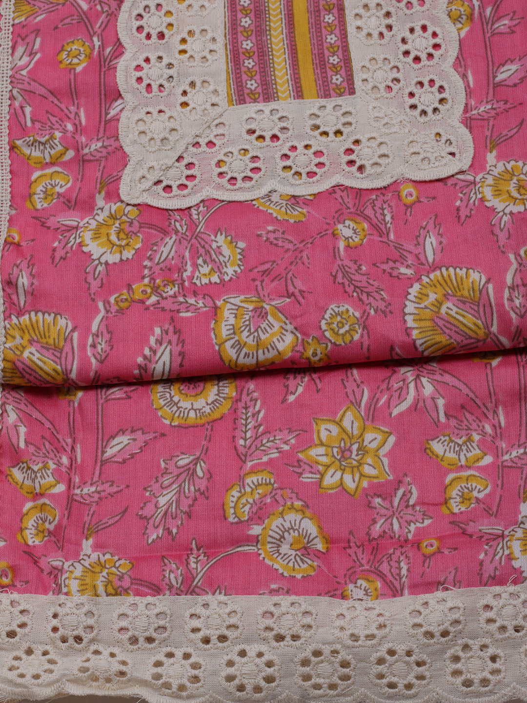 Printed Cotton Blend Unstitched Suit With Dupatta