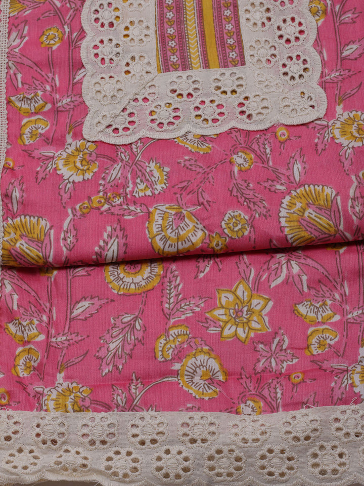 Printed Cotton Blend Unstitched Suit With Dupatta