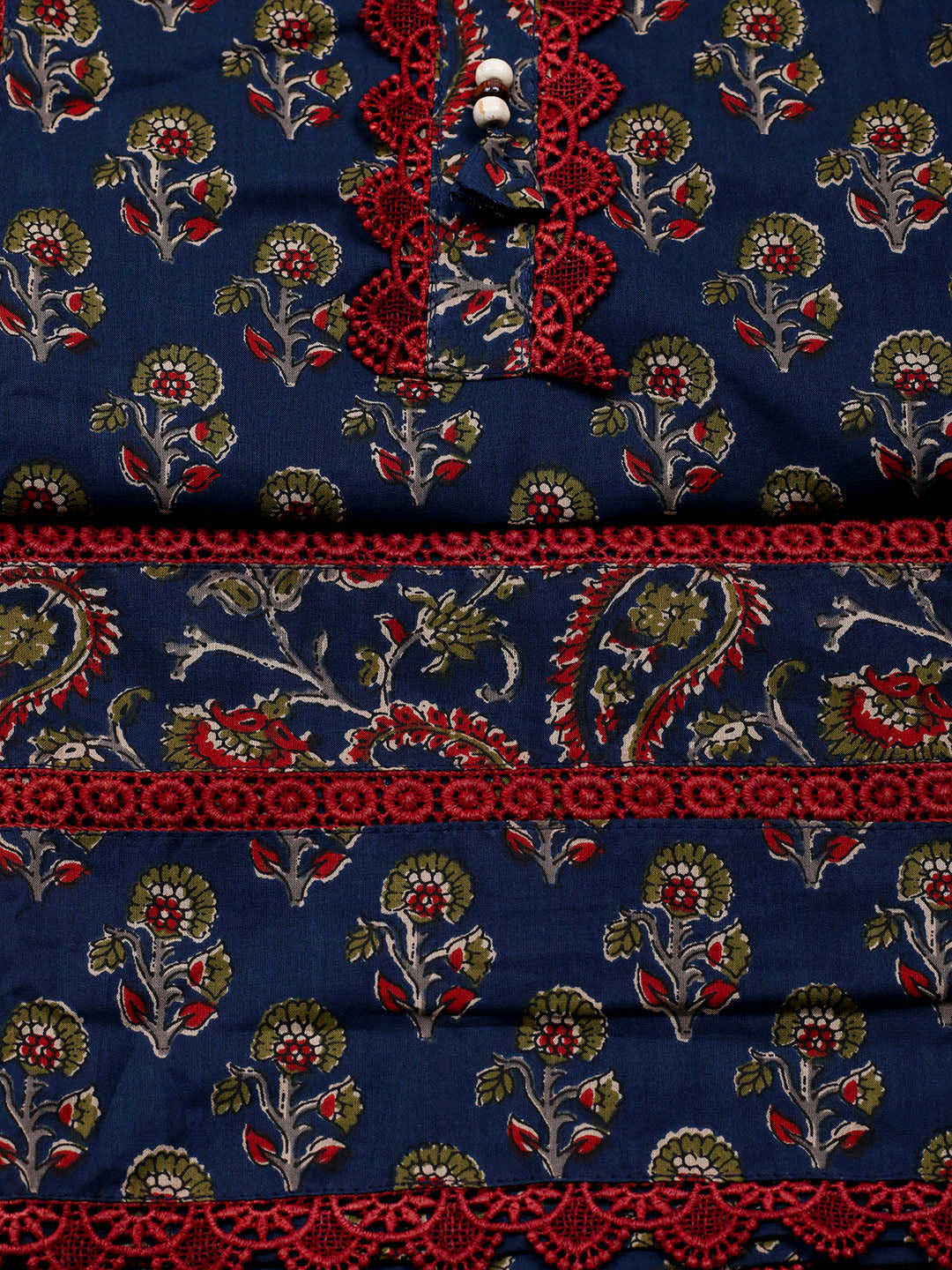 Embroidered Cotton Blend Unstitched Suit With Pant &amp; Dupatta
