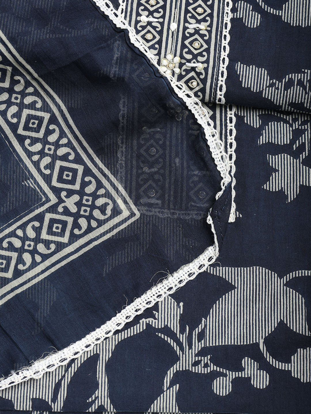 Printed Cotton Blend Unstitched Suit With Dupatta