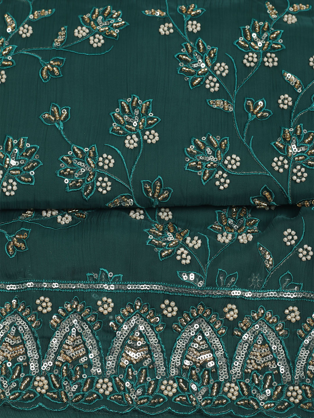 Embroidered Chiffon Unstitched Suit With Dupatta