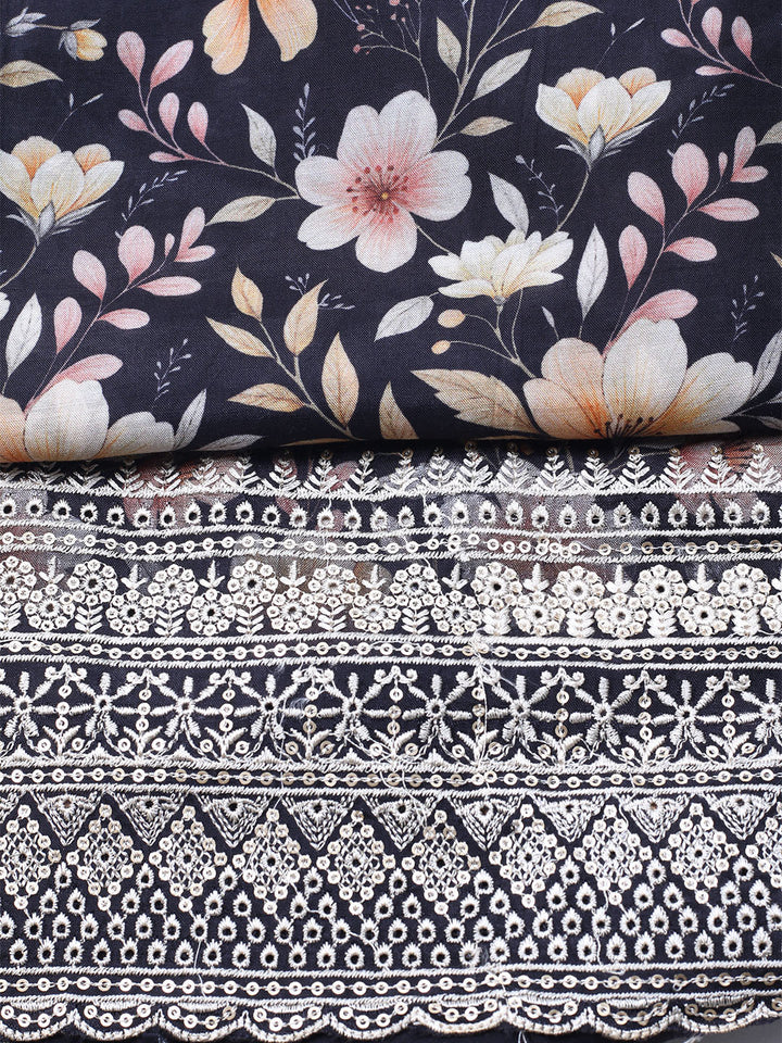 Printed Muslin Unstitched Suit With Dupatta