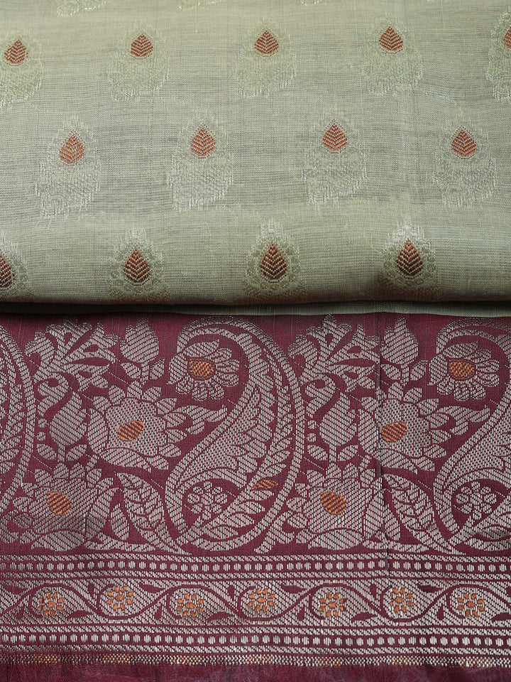 Woven Design Chanderi Unstitched Suit With Pant &amp; Dupatta