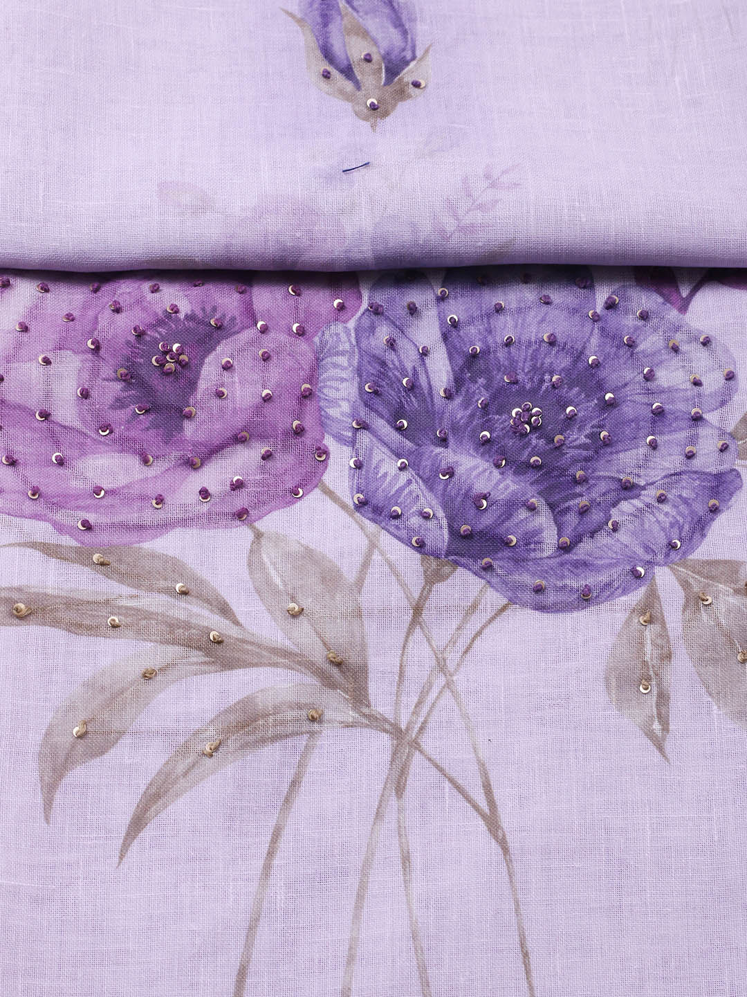 Embroidered Linen Blend Unstitched Suit With Pant &amp; Dupatta