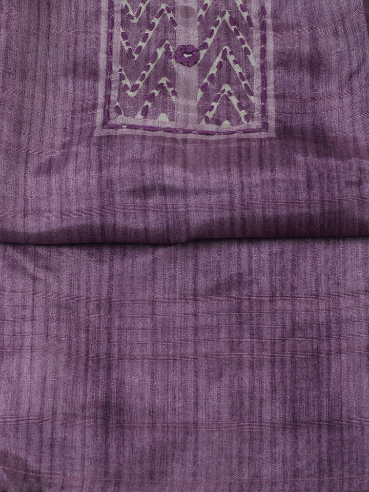 Embroidered Chanderi Unstitched Kurta With Pant &amp; Dupatta