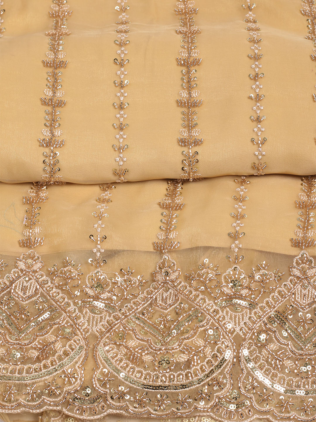 Embelished Organza Unstitched Suit With Dupatta