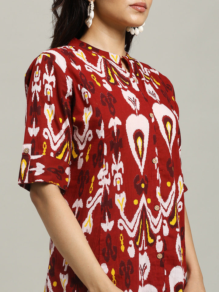 Printed Cotton Blend Kurta With Pants