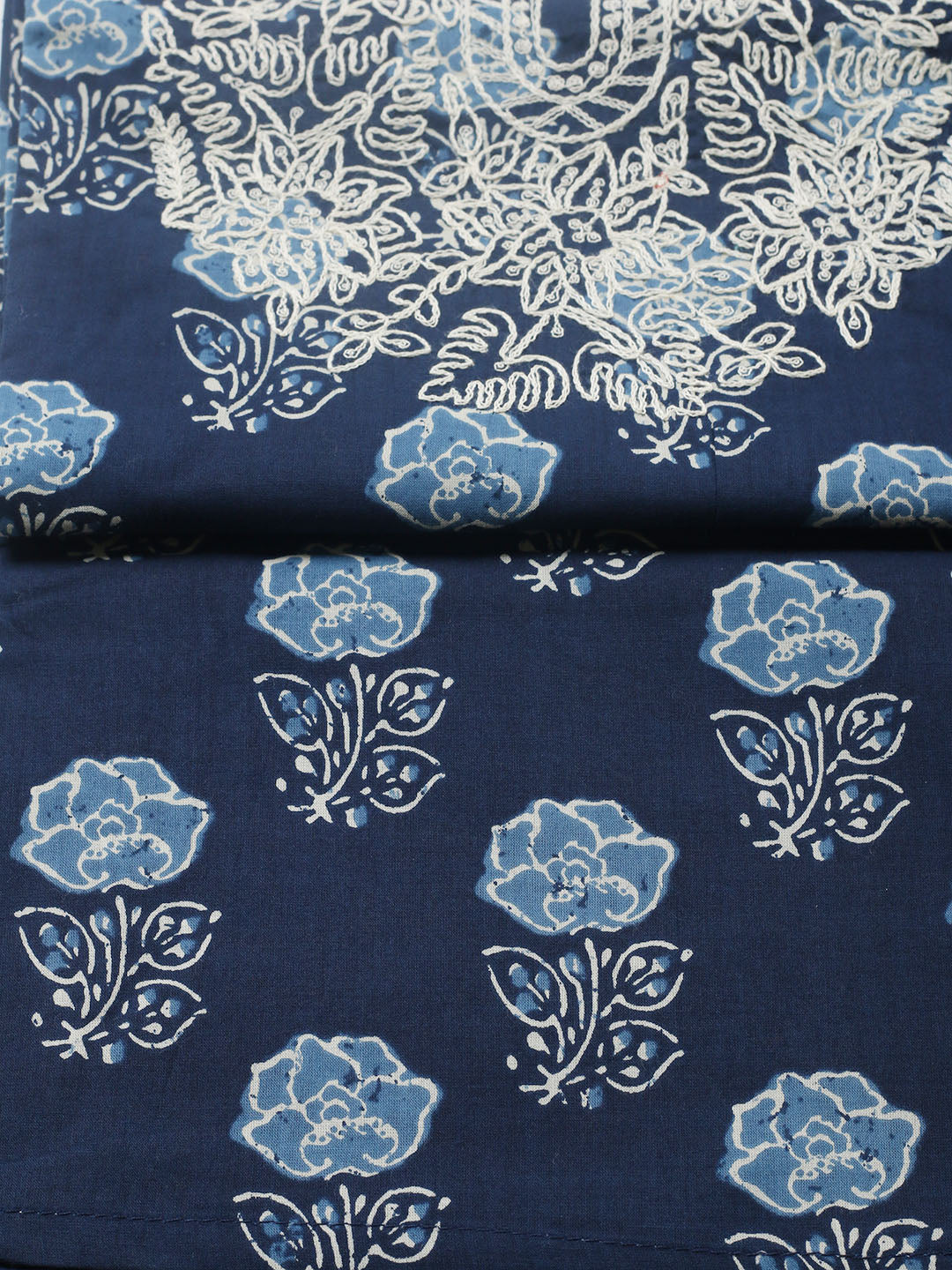 Embroidered Cotton Blend Unstitched Suit With Pant &amp; Dupatta