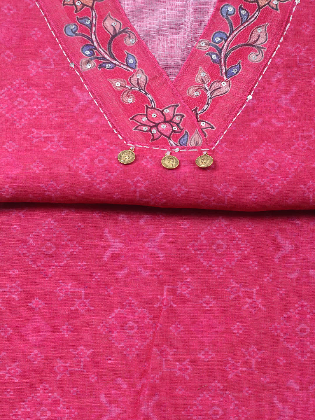 Embroidered Linen Blend Unstitched Suit With Pant &amp; Dupatta