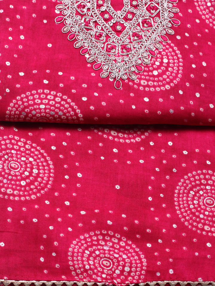 Embroidered Cotton Unstitched Suit With Pant &amp; Dupatta
