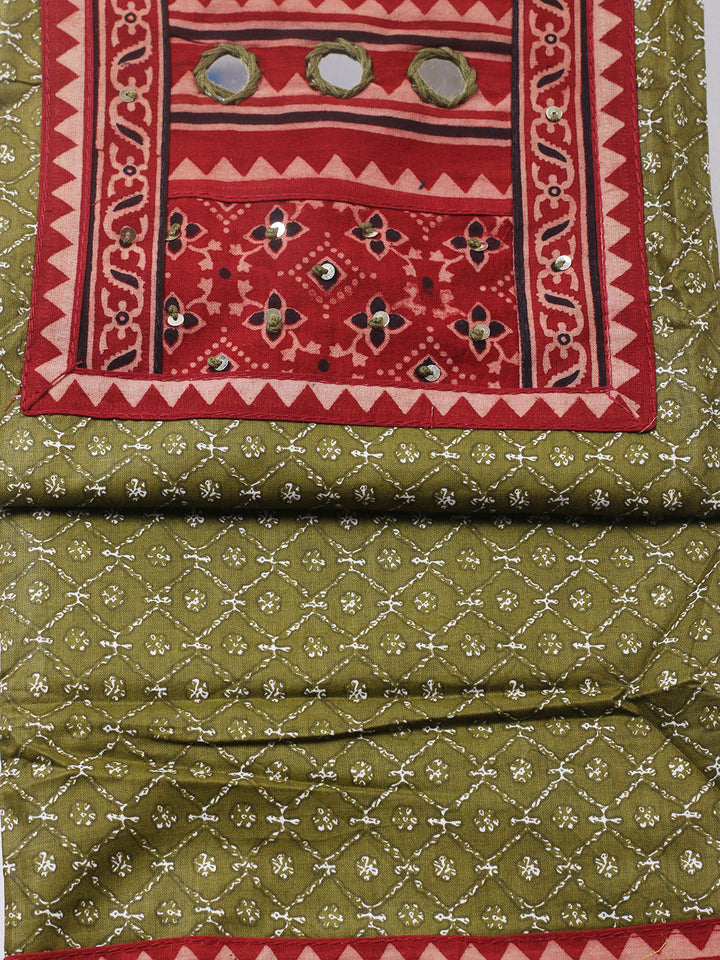 Printed Cotton Blend Unstitched Suit With Pant &amp; Dupatta