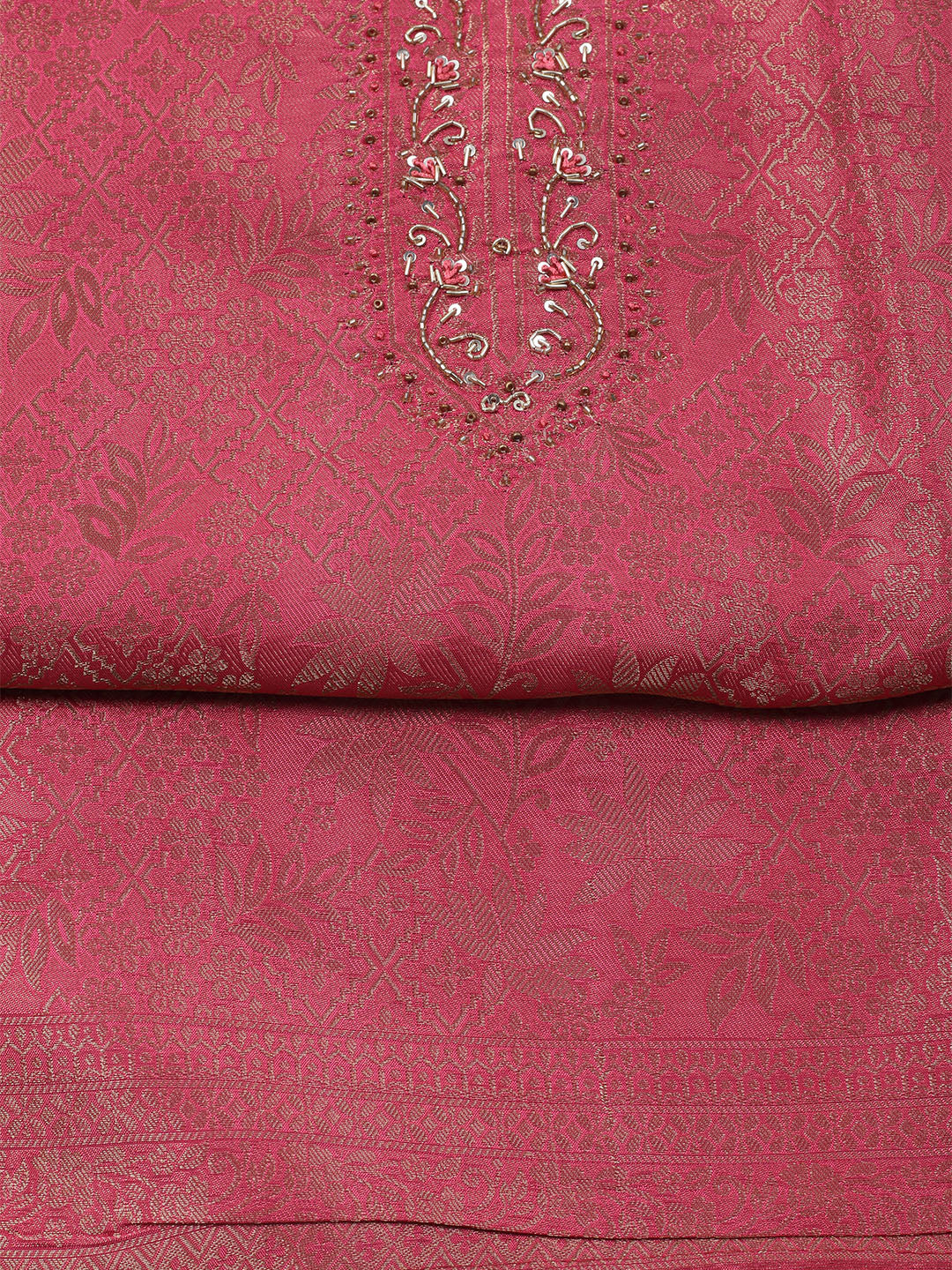 Brocade Chanderi Unstitched Suit With Dupatta