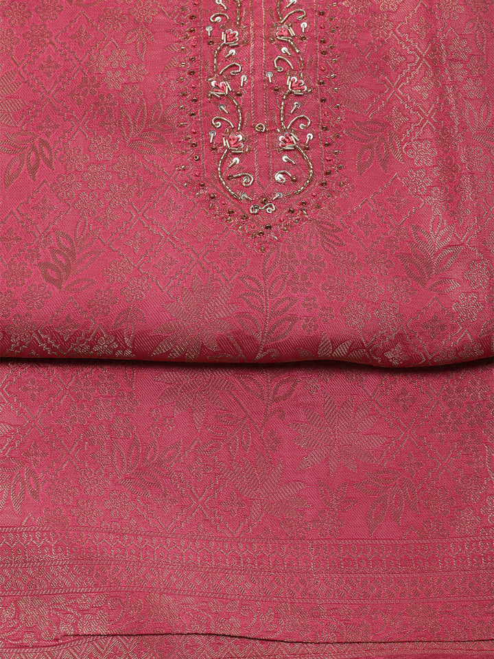 Brocade Chanderi Unstitched Suit With Dupatta