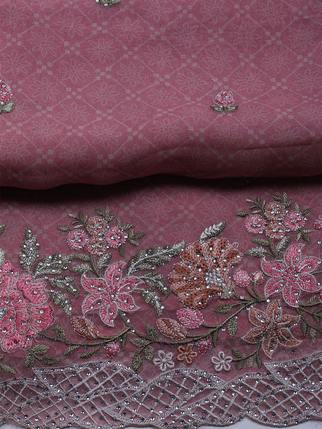 Embroidered Organza Unstitched Suit With Dupatta