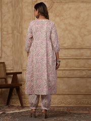 Printed Cotton Kurta With Pants & Dupatta