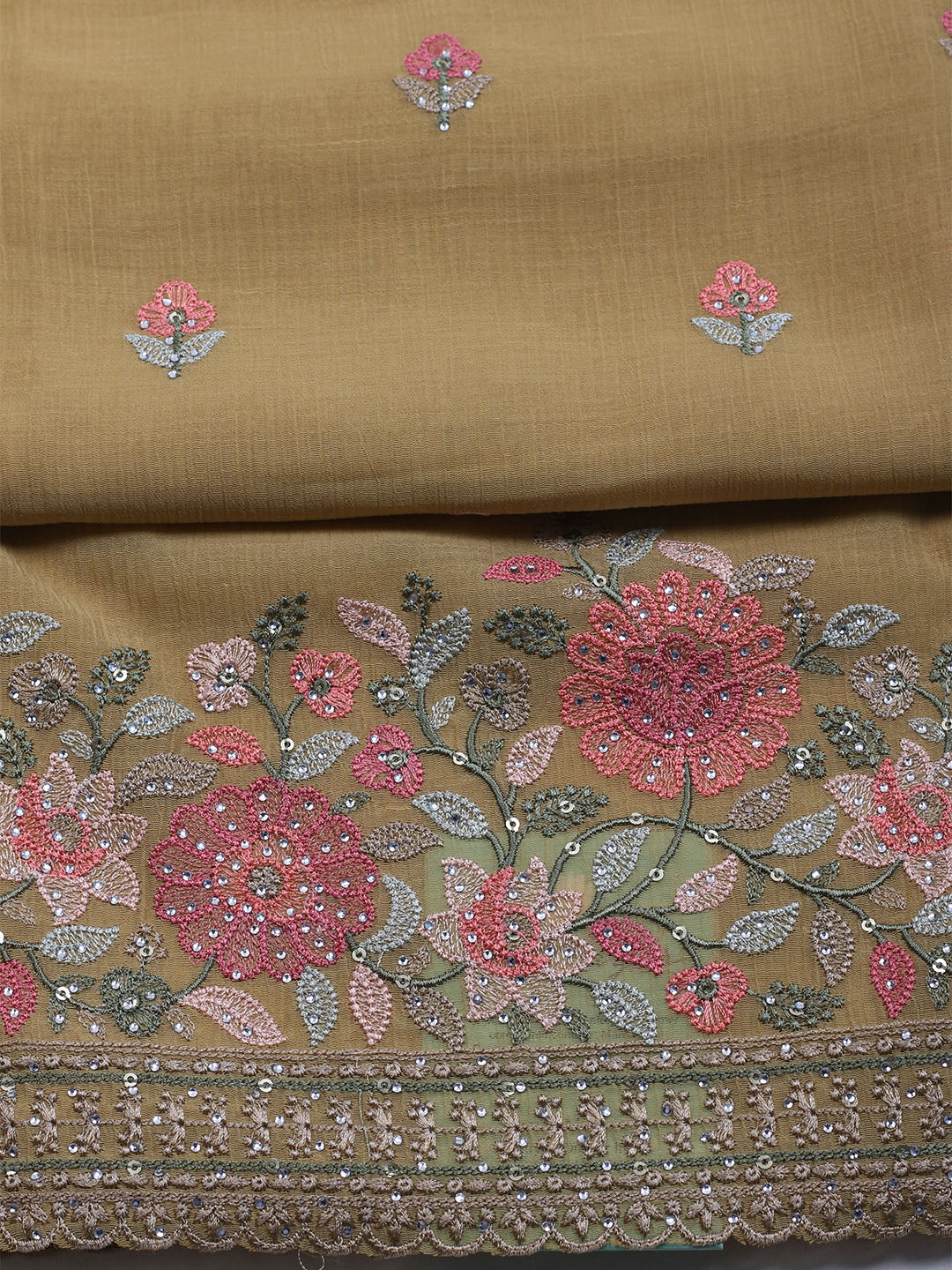 Embroidered Chiffon Unstitched Suit With Dupatta