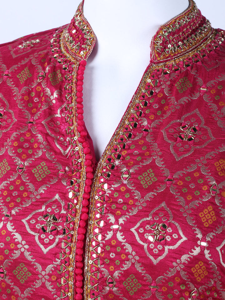 Banarasi Wave With Embroidered Kurta With Palazzo &amp; Dupatta