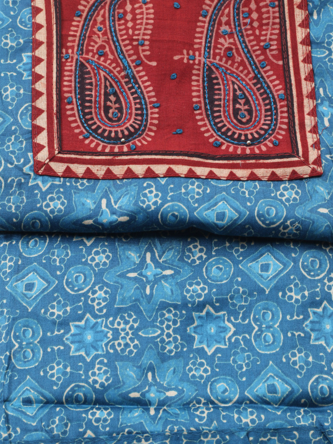 Printed Cotton Blend Unstitched Suit With Pant &amp; Dupatta
