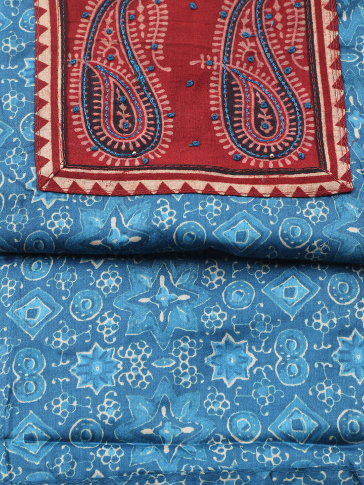 Printed Cotton Blend Unstitched Suit With Pant &amp; Dupatta