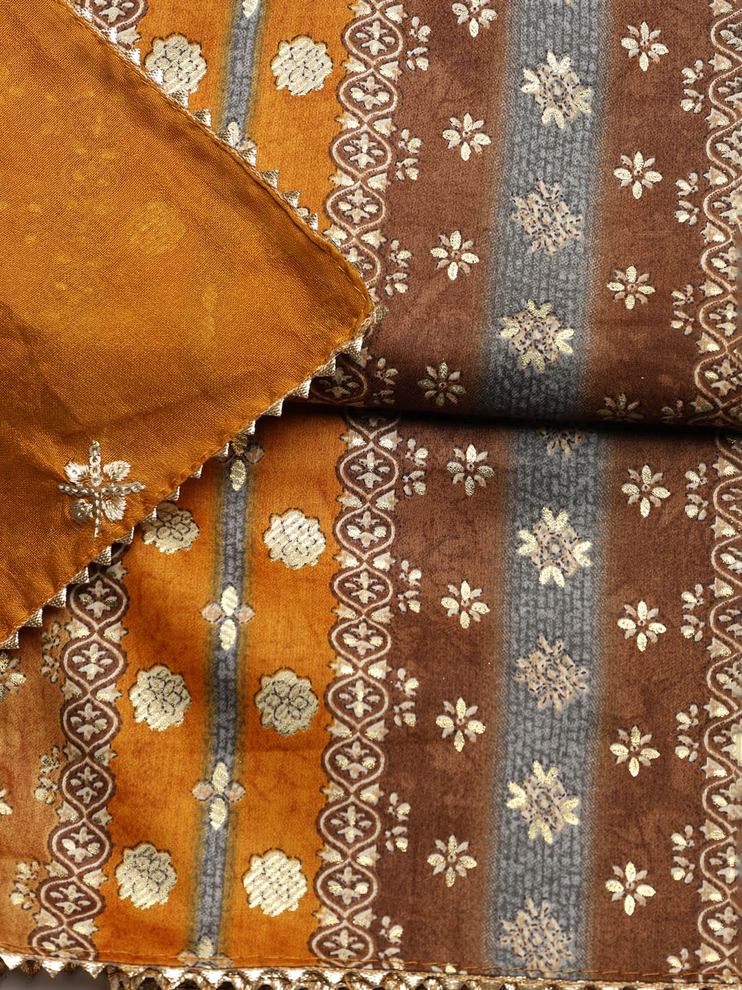 Neck Embroidered Cotton Blend Unstitched Suit With Dupatta