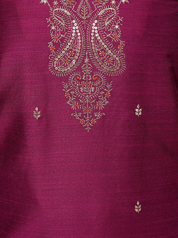 Neck Embroidered Chanderi Unstitched Suit With Dupatta