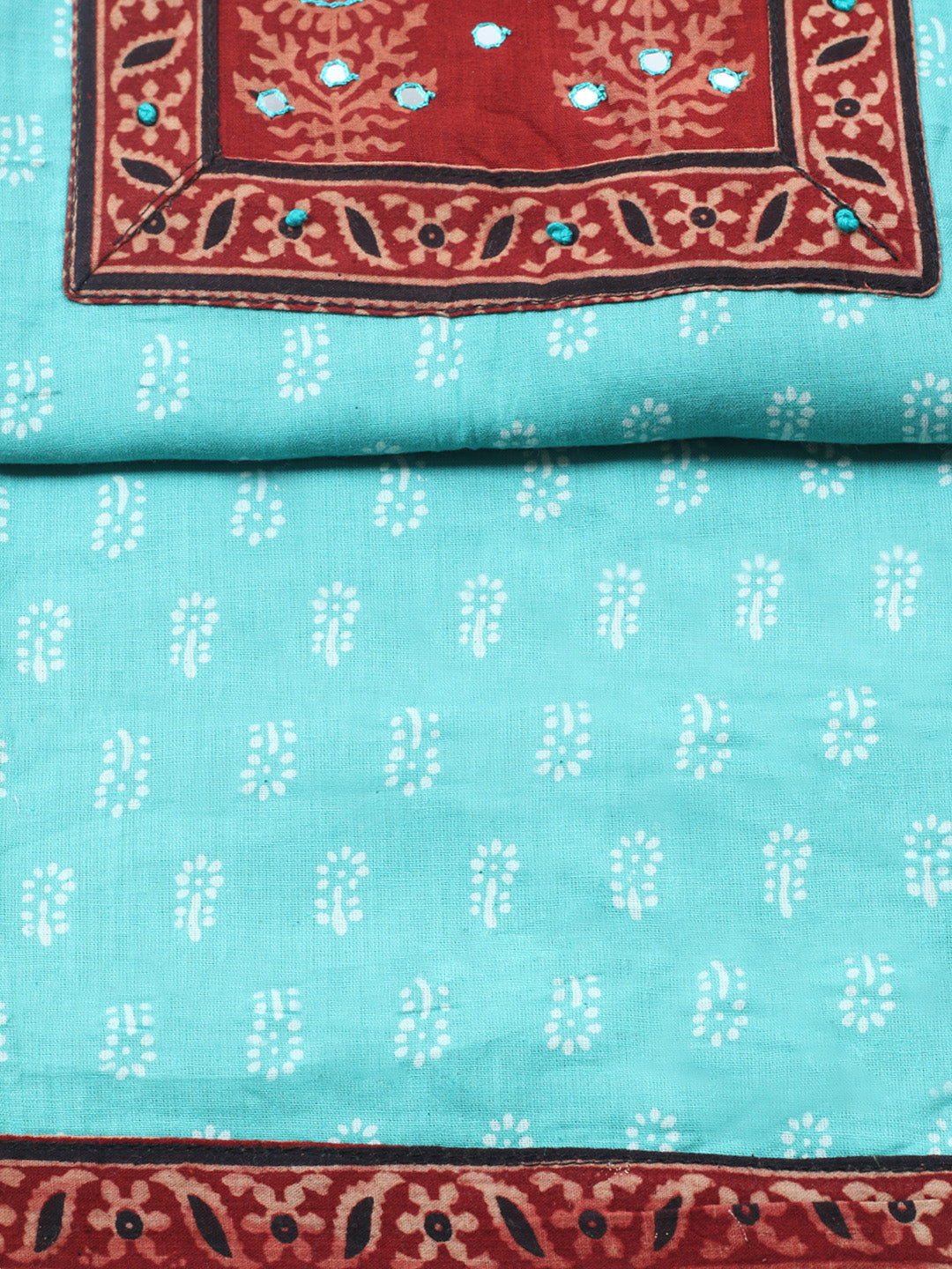 Printed Cotton Blend Unstitched Suit With Pant &amp; Dupatta