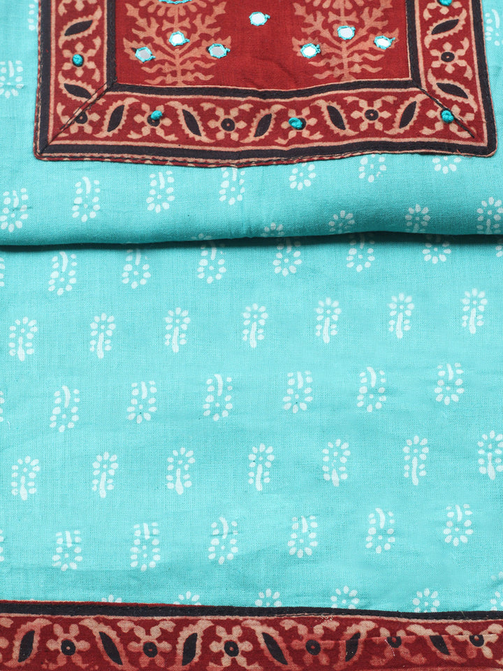 Printed Cotton Blend Unstitched Suit With Pant &amp; Dupatta
