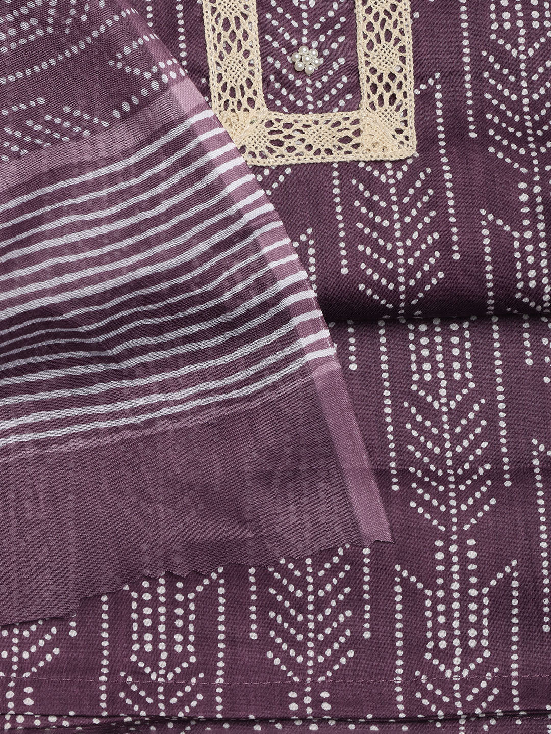 Printed Cotton Blend Unstitched Suit With Dupatta