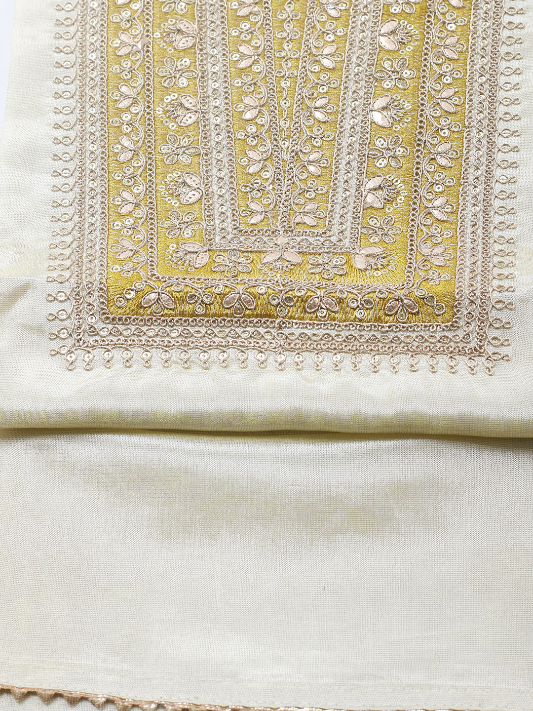 Embroidered Tissue Unstitched Suit With Pant &amp; Dupatta