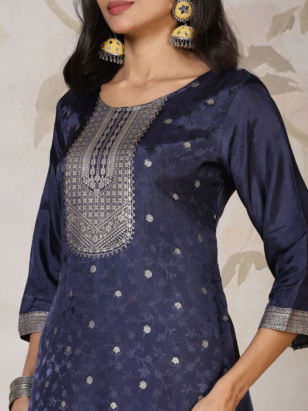 Banarasi Weave Art Silk Kurta With Pants &amp; Dupatta