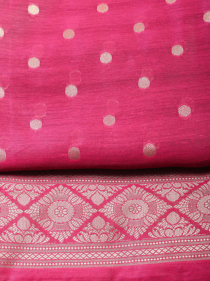 Woven Design Chanderi Unstitched Suit With Pant Dupatta