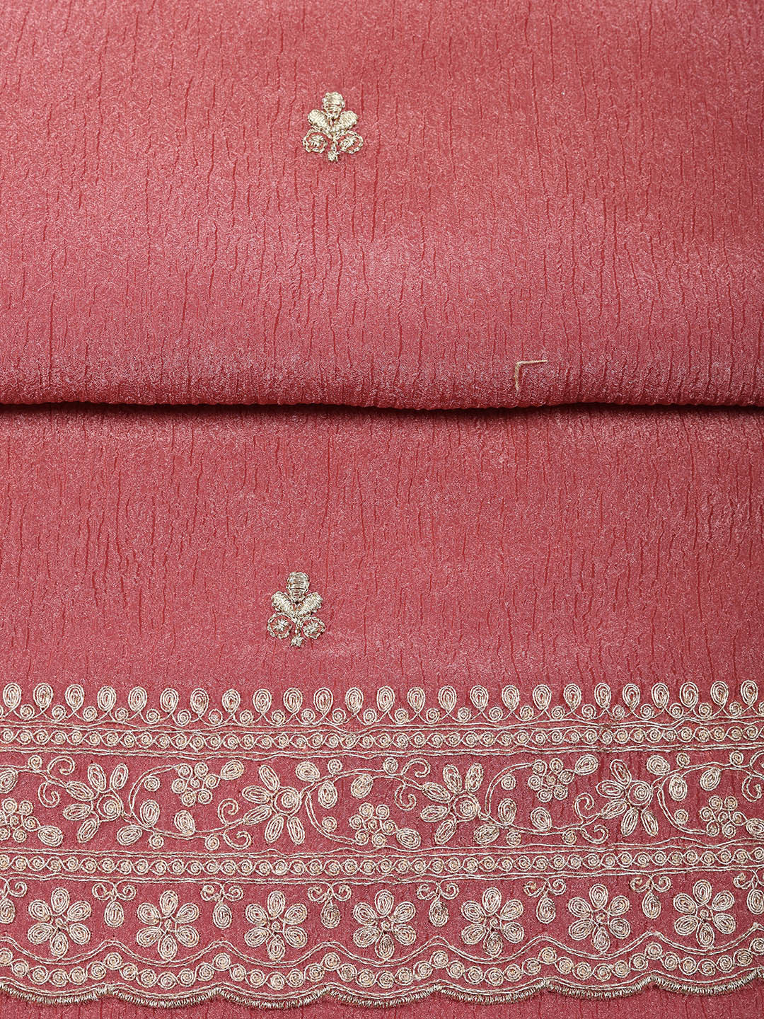 Embroidered Tissue Unstitched Suit With Pant &amp; Dupatta