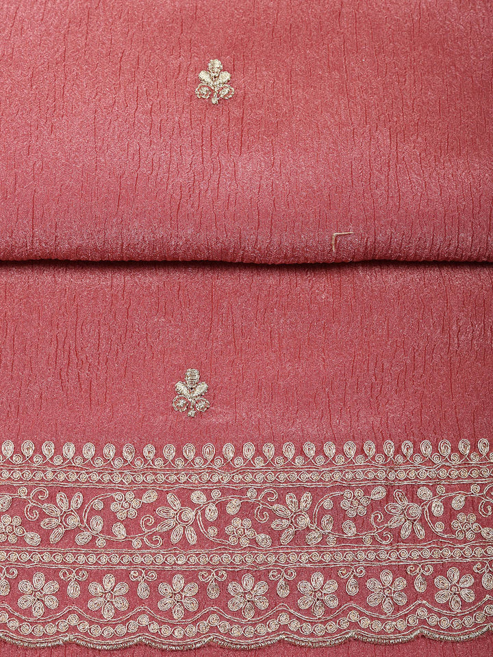 Embroidered Tissue Unstitched Suit With Pant &amp; Dupatta