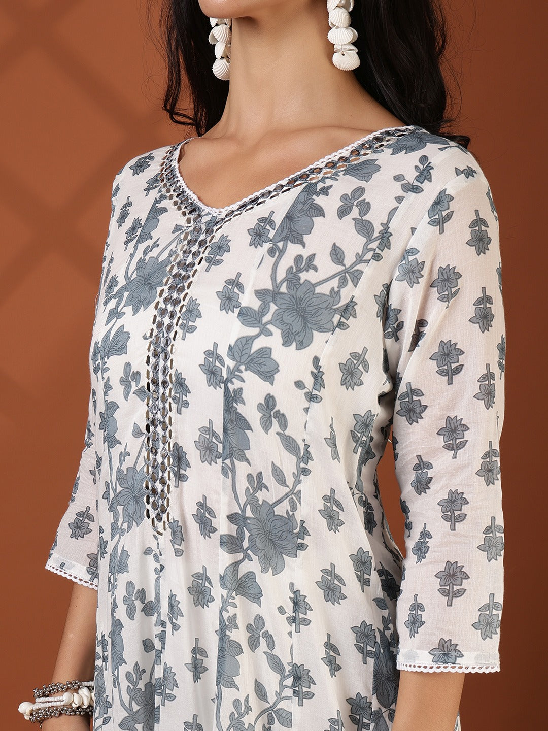 Printed Cotton Blend Kurta With Pant &amp; Dupatta