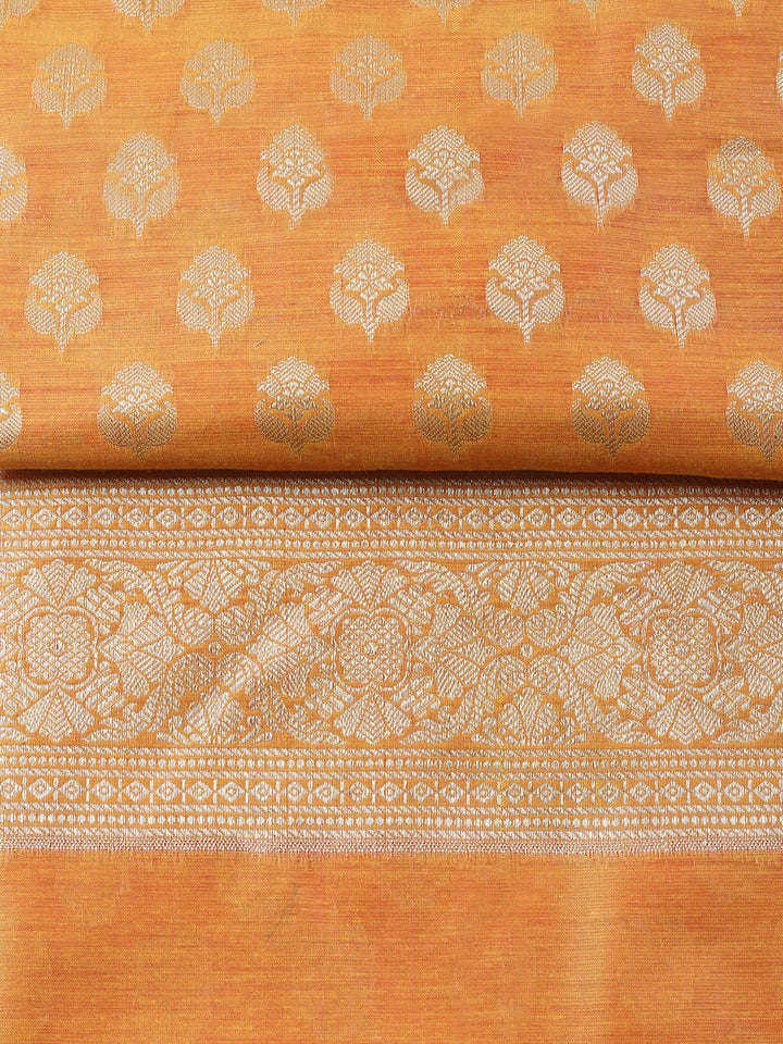 Banarasi Chanderi Unstitched Suit With Pant &amp; Dupatta