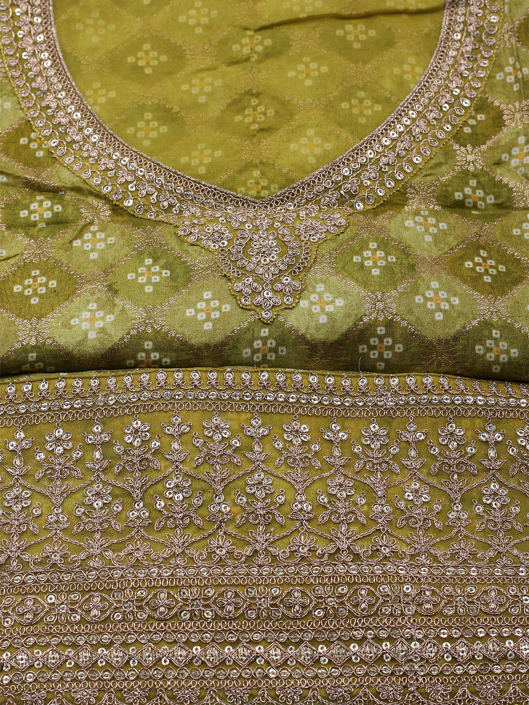Embroidered Art Silk Unstitched Suit With Dupatta