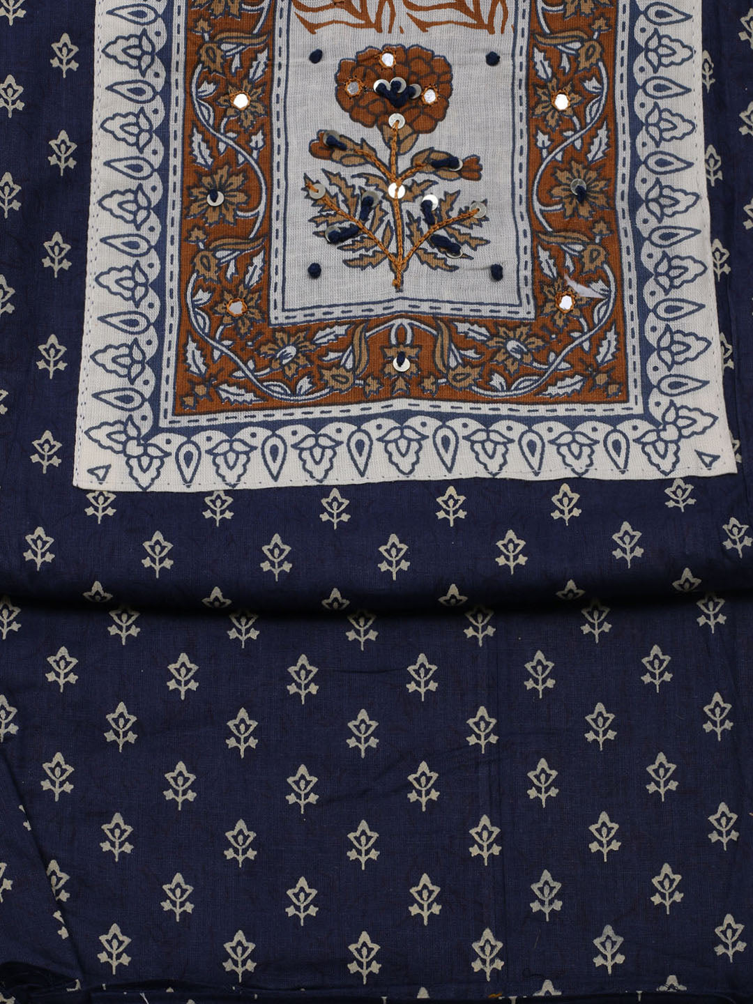 Neck Embroidered Cotton Blend Unstitched Suit With Dupatta