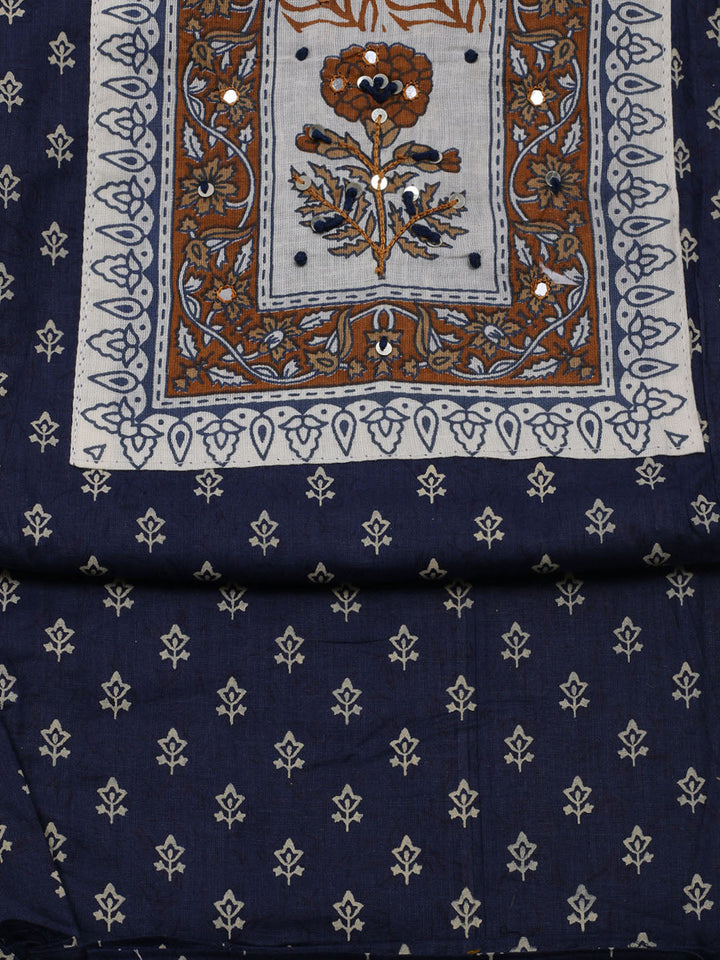 Neck Embroidered Cotton Blend Unstitched Suit With Dupatta